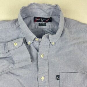 Ralph Lauren Blaire Mens Medium Blue Oxford Button Down Shirt Cotton Long Sleeve